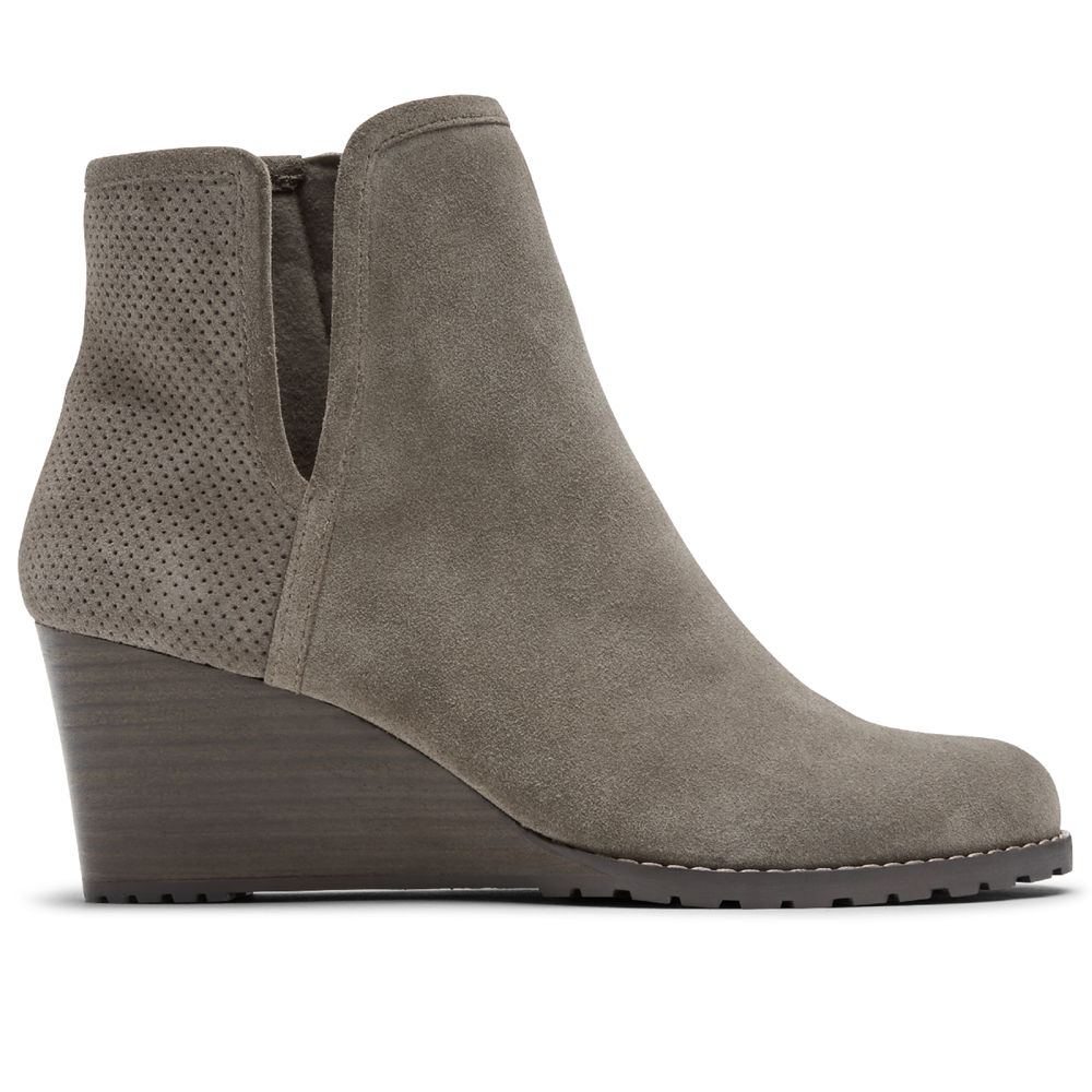 Rockport Singapore Womens Booties - Hollis V-Cut Grey - TA4083275